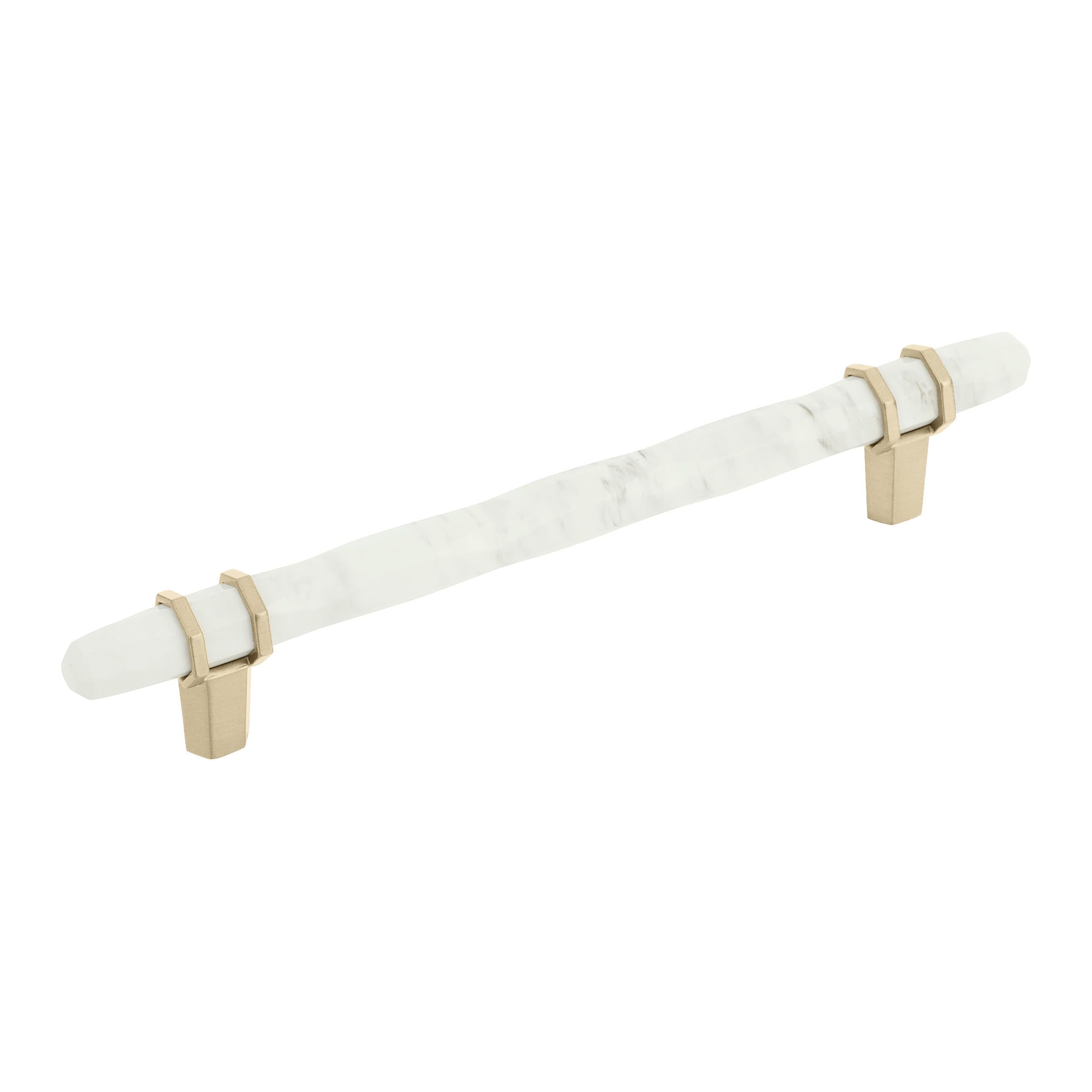 Amerock | Cabinet Pull | Marble White/Golden Champagne | 6-5/16 inch (160 mm) Center to Center | Carrione | 1 Pack | Drawer Pull | Drawer Handle |