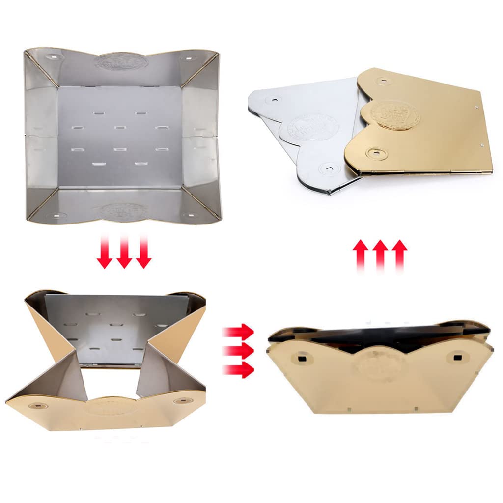 Incinerador de metal para reciclaje de jardín, incinerador plegable, portátil, de acero inoxidable, barril, quemar, hojas, papel, madera, basura, horno para patio, jardín (plateado)