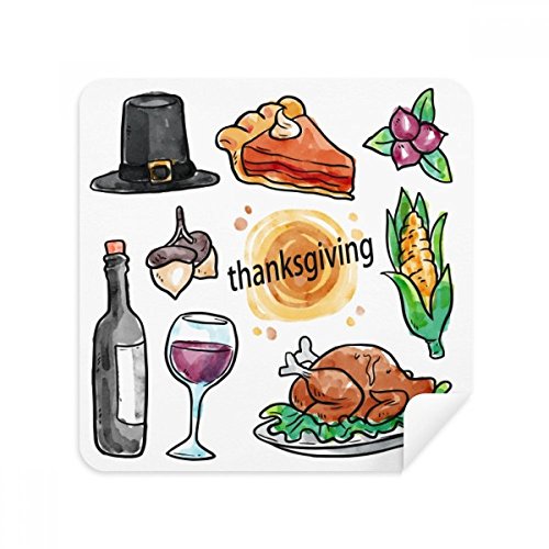 Chiffon de Nettoyage Lunettes Thanksgiving Motif Aquarelle Essuie-Écran Téléphone 2Pcs