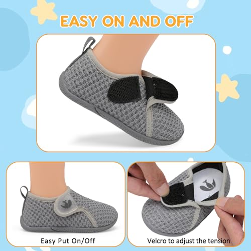 Image of FEETCITY Toddler Walking Shoes Slip On Toddler Shoes Boys Girls Kids Sports Sneakers Casual School Shoes Barefoot Shoes