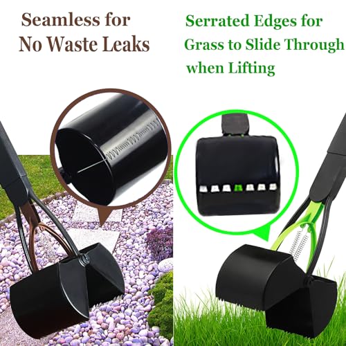 Image of ienjoyed 2 Pieces Pooper Scooper, Large Pooper Scooper for Dogs Heavy Duty, Dog Pooper Scooper with Long Handle & High Strength Durable Spring, Foldable Dog Poop Pick Up(28-inch)