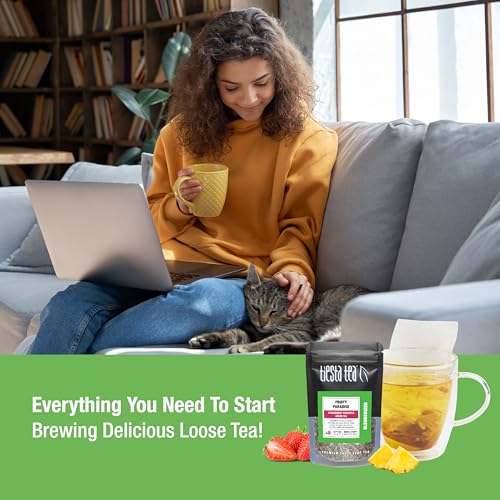 Image of Tiesta Tea - Green Tea Starter Kit, Loose Leaf, Premium Green Blend Gift Set, Medium Caffeinated, Make Hot or Iced, Includes 3 Loose Leaf Samplers & 100 Disposable Filters