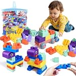 52 PCS Soft Big Building Block Toys for Toddlers 1 2 3 4 5 6 | Montessori Large Building Blocks Stacking Toys for Babies 18 Months and Up Stem Toddler Gifts, Teething Toys