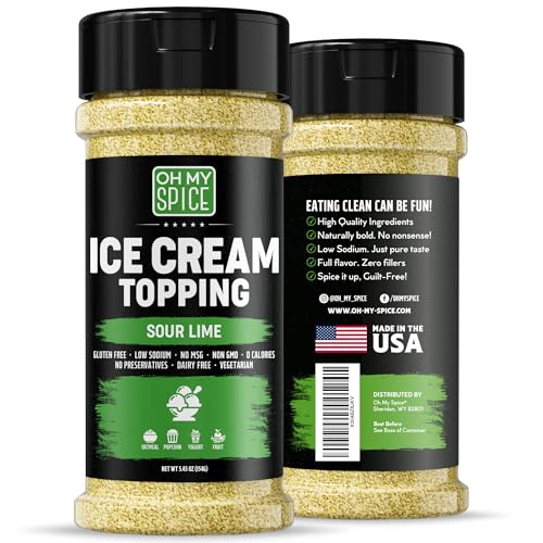 Sour Lime Ice Cream Topping - Gluten Free &amp; Low Sodium Lime Powder with Citric Acid &amp; Powdered Lime Juice Concentrate. Popcorn Seasoning Mix Dried Limes for a Fruit Cup &amp; Yogurt. Margarita Salt 5.45oz