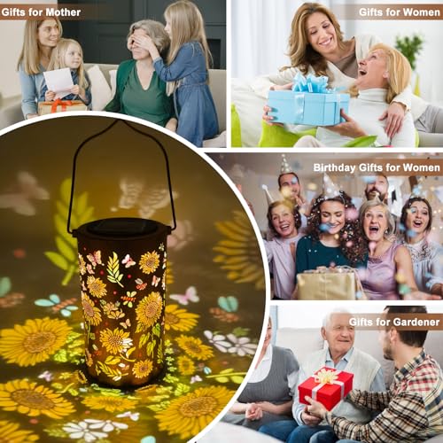 Image of BSGlobal Colorful Sunflower Solar Lanterns Outdoor Hanging Lights