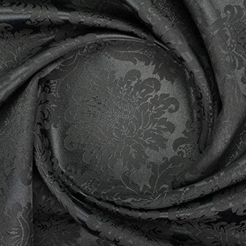 ALMACENES CASA ANGEL Tejido Damasco EN Color Liso con Dibujos Victoriano Serie VERSALLES Ancho 280cm por Metro (Negro, 1 Metro)