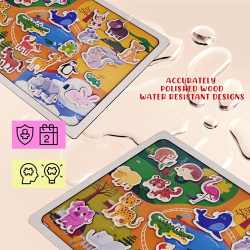 Image of Wooden Animal House Puzzle Toy Montessori Shape Sorting Puzzle with Animals and Matching Homes Educational Wooden Puzzle for Toddlers and Kids Age 2 3 4 5 6 7 Years Fine Motor & Logic Skill Builder