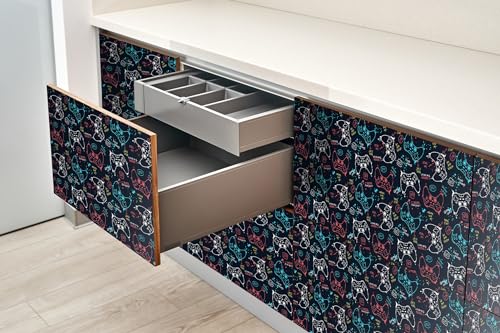 Papel autoadhesivo mate con patrón de juego lavable para cocina 5