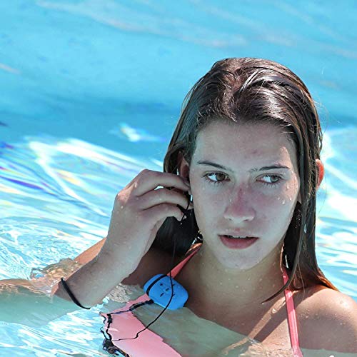 Sewobye Waterproof Mp3 Player For Swimming, Waterproof Headphones With Short Cord, Mp3 Waterproof Swimming Underwater 3 Meter, Shuffle Feature (Blue) #TOP2
