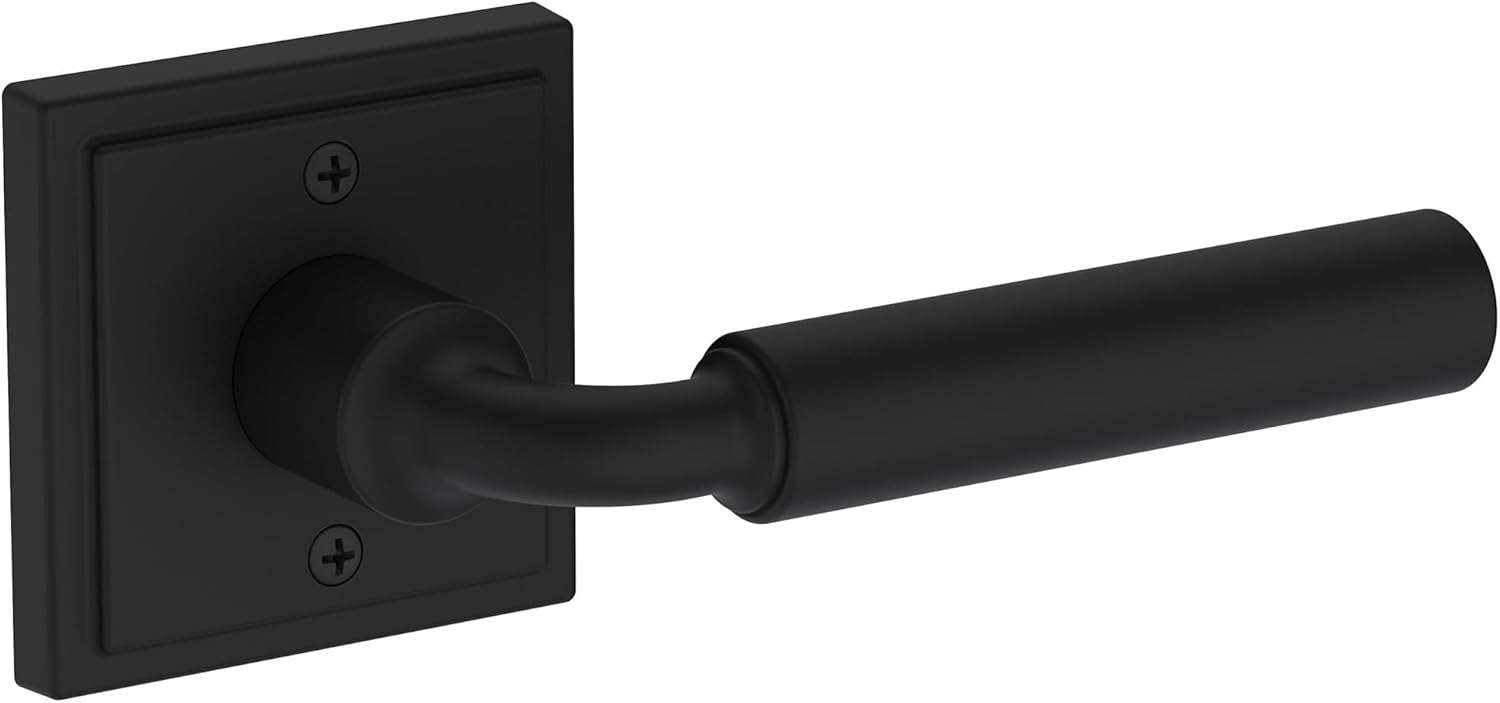 Baldwin PS.LAC.R.SSR La Conner Passage Door Lever Set with Stepped Square Rose from the Reserve Collection - Satin Black