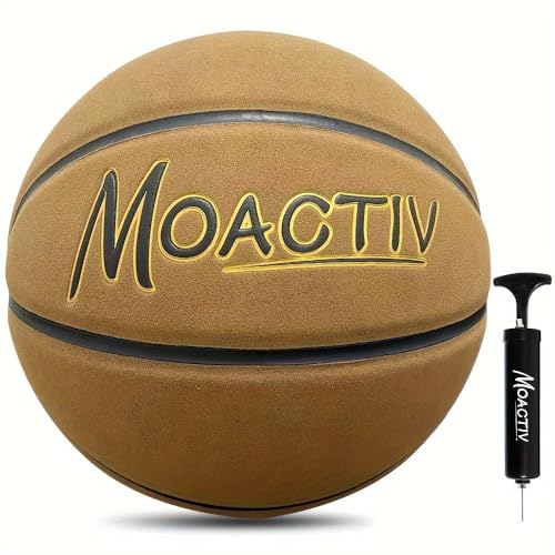 Moactiv 1pc Microfiber Leather Size 7 Basketball, Wear-Resistant Synthetic Leather