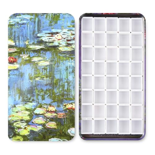 40Pcs Empty Half Pans with Magnetic Stripe Watercolor Paint Travel