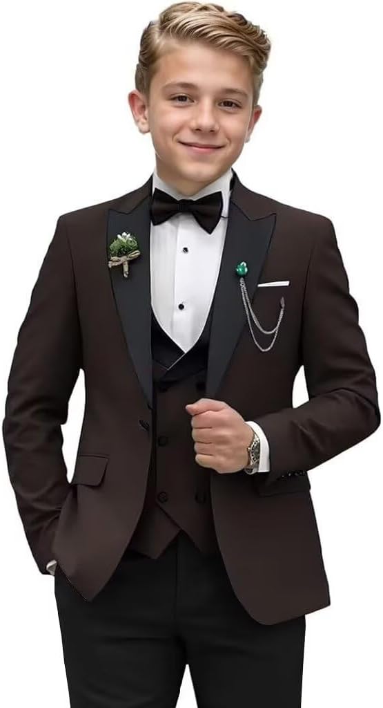 Boys Suit Formal Tuxedo Suits for Boys Wedding Ring Bear Outfit 3 Pieces Kids Tuxedo Blazer Vest Pants