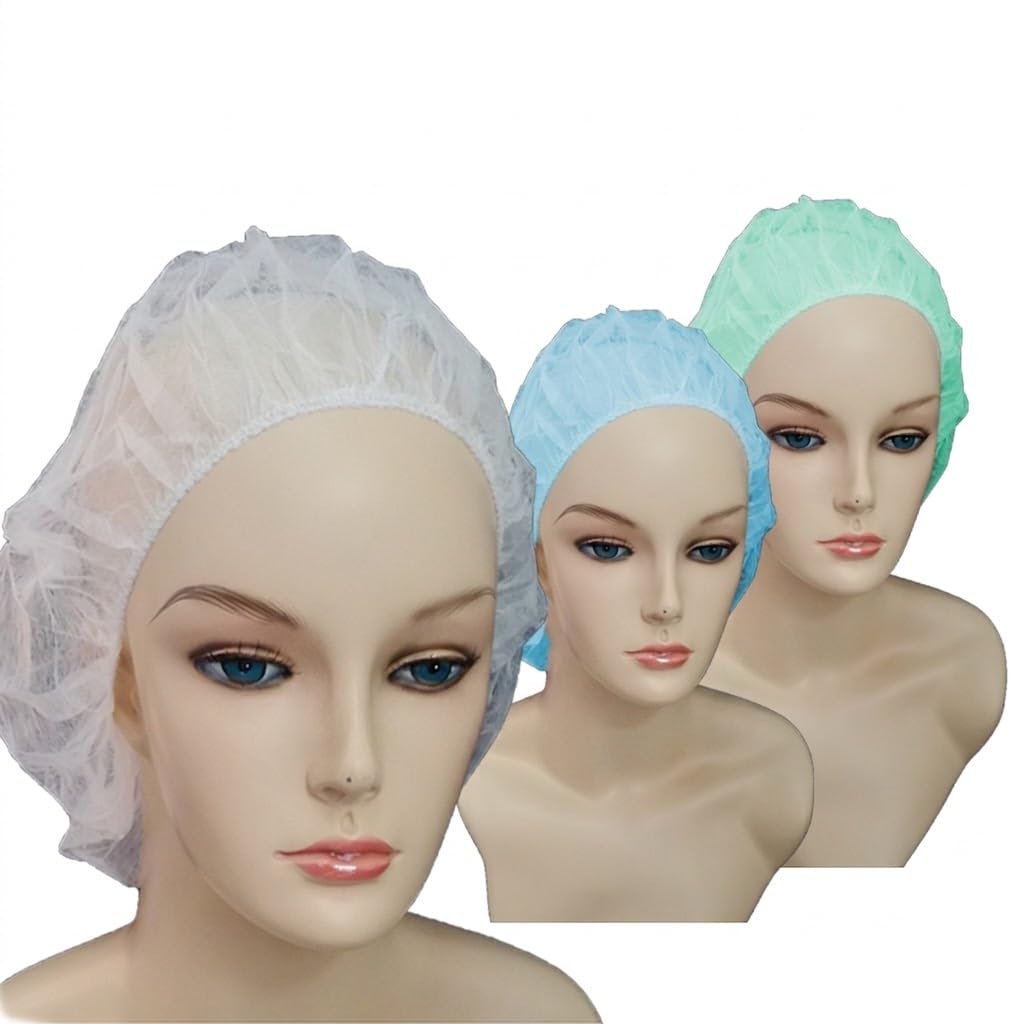 Gorros Desechables Circulares 53 cm de Polipropileno con Elástico Ajustable – Caja 2000 Unidades – Uso Alimentario, Cocina, Restauración, Laboratorio e Industria – Azul, Blanco o Verde (Verde)