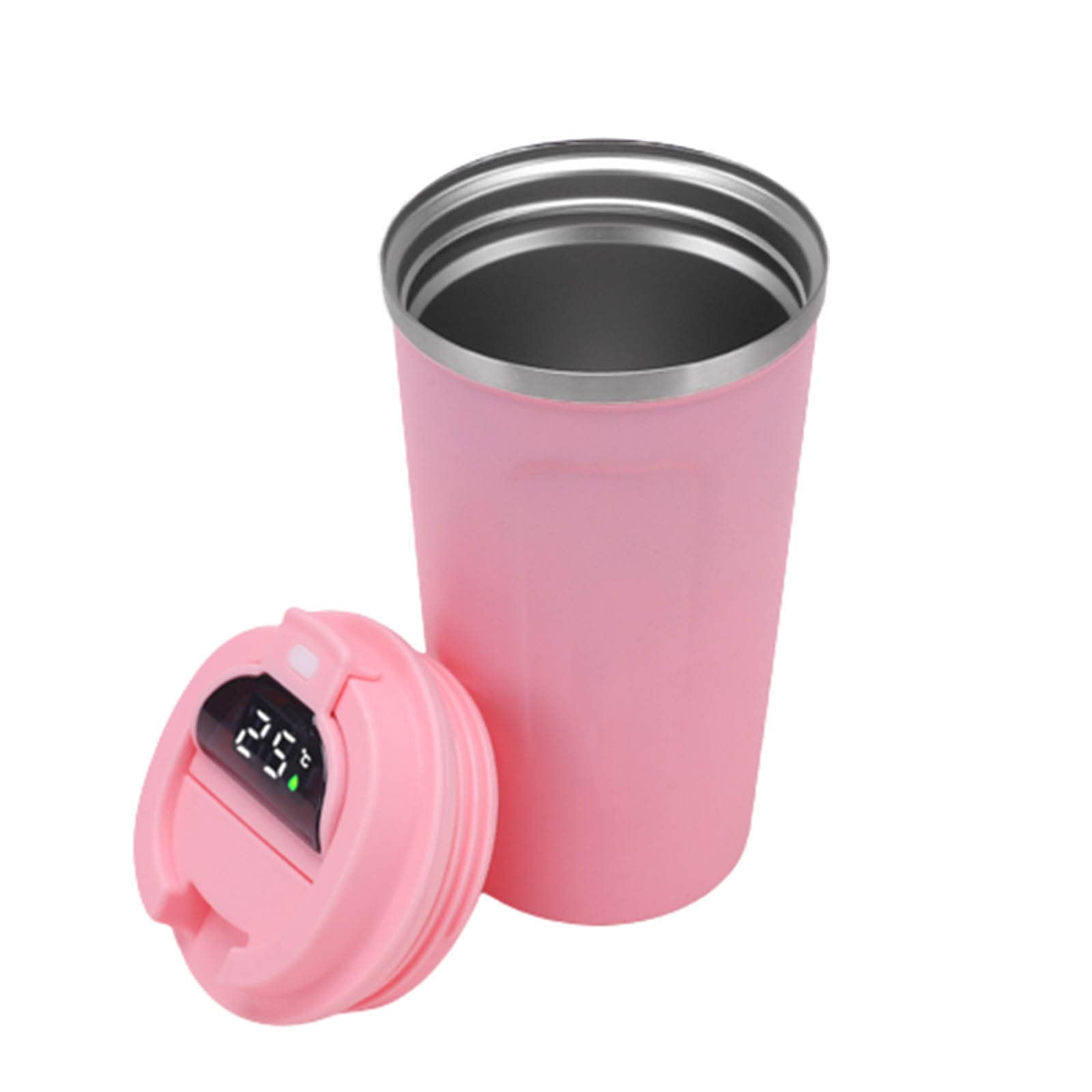 JUSHZ Botella Agua Acero Inoxidable Botella Gimnasio Garrafa Adultos Termo Cafe Para Llevar Agua Caliente Pequeño Taza Café Del Coche Pantalla De Temperatura Inteligente Portable (510ml,pink)