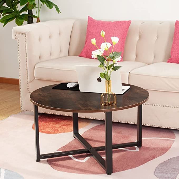 Piyush Timber Art Industrial Style Round Cocktail Coffee Table for