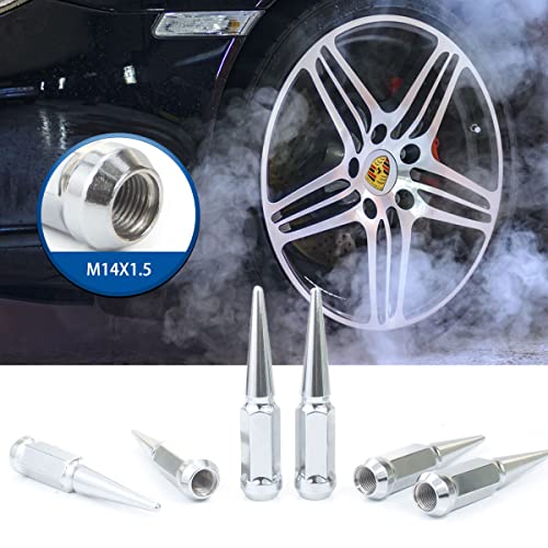 image for GAsupply 14x1.5 Spike Lug Nuts Chrome, Closed End Bulge Acorn 14mmx1.5