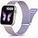 Rabini Compatible with Metal Apple Watch 7 8 Bands 41mm SE 40mm 38mm 44mm 45mm 42mm 49mm iWatch Ultra Series 6 5 4 3 2 1, Stainless Steel Magnetic Mesh Loop Strap for Women Men, Gradient Lavender Pink