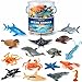 Liberty Imports Bucket of Ocean Sea Animals Toys - 16 PCS Large Underwater Deep Sea Creaures, Realistic Soft Plastic Marine Educational Toy Figures Playset for Toddlers, Kids