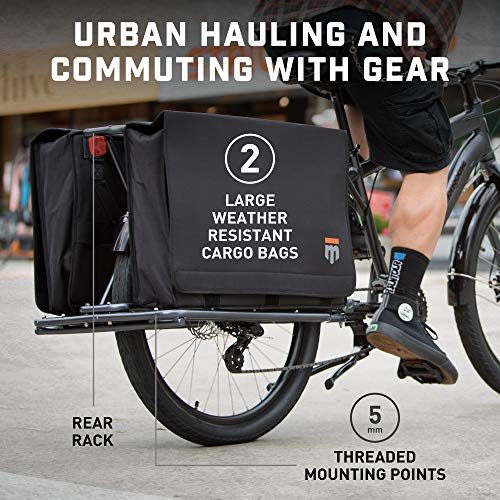 Image of Mongoose Envoy Cargo Bike for Adult, 24-Speed Trigger Shifter, 26-Inch Wheels, Aluminum Cargo Frame, Internal Cable Routing, Mechanical Disc Brake, with Two Large Weather Resistant Cargo Bags