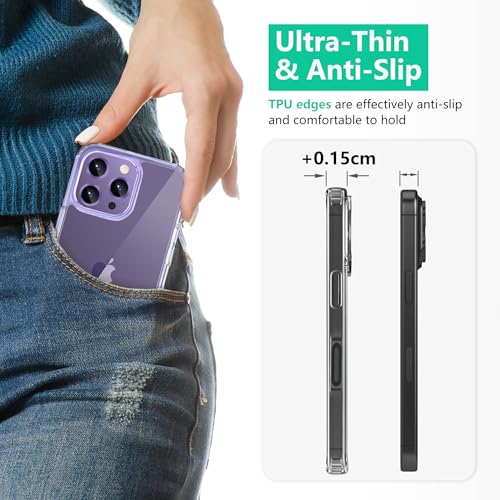 Image of ONES for iPhone 16 Pro Slim Case Clear, [PC + TPU Hybrid][Military-Grade Drop Protection][Anti-Yellowing], Shockproof Silicone Hard Cover, Transparent Case