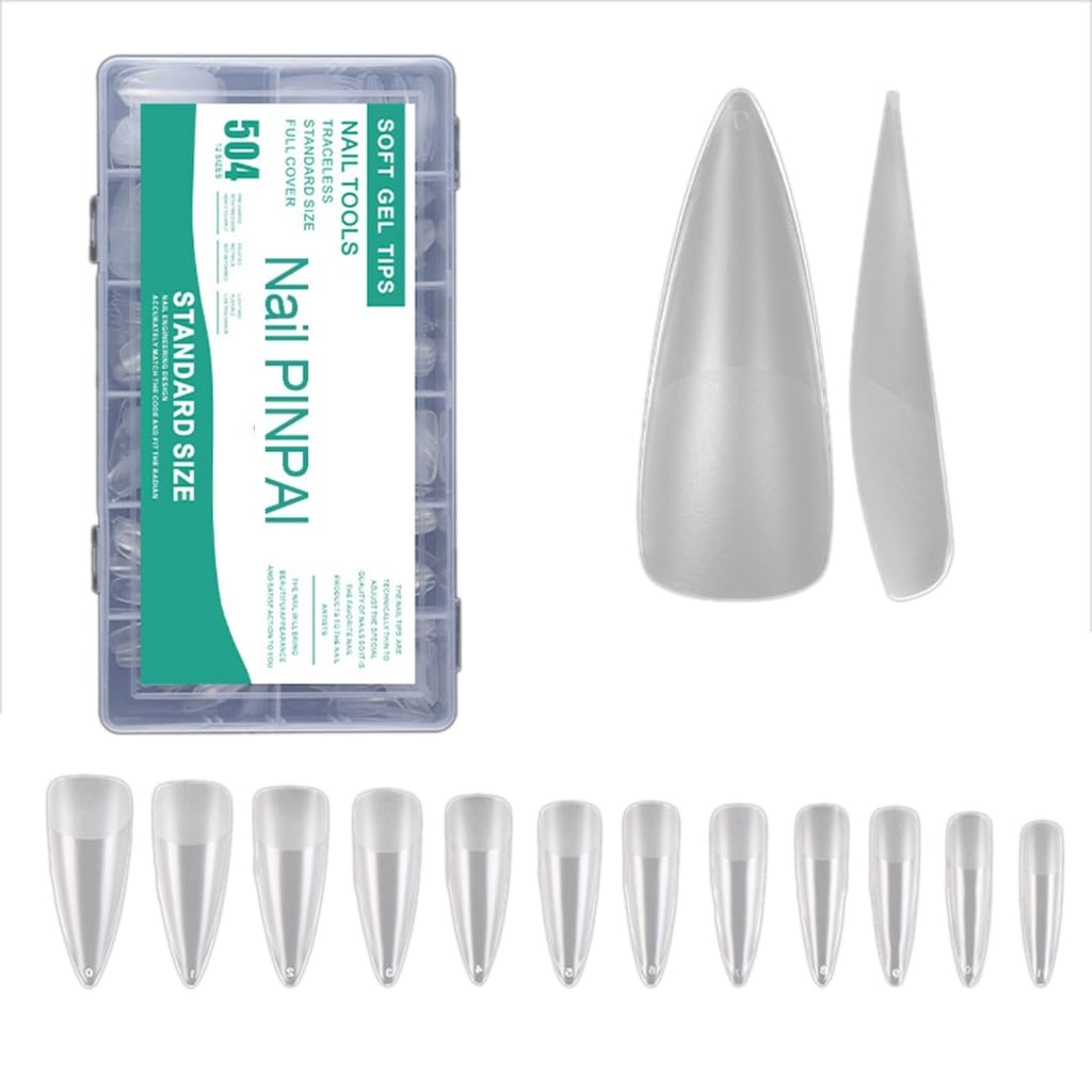Matte False Nails Tips,Pre-File Full Covers Soak Off Gel Fake Nails Tips for Nails Extensions 12 Sizes