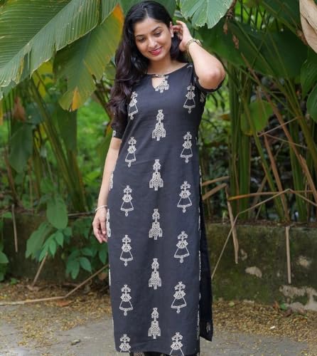 Image of MS VHCK ENTERPRISE Woman Women's Rayon Straight Fit Straight Kurta Kurtis