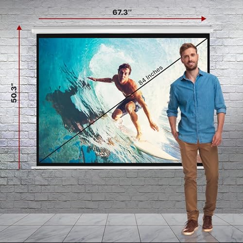 Pyle Projector Screen Pull Down Manual – 84-Inch Roll-Down Wall &Ceiling Mount Projection Screen With Black Masking Border For Home Cinema, Office Or Classroom Use - 3