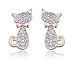 Lureme Cute Kitty Cat with Bow Tie Pave Crystal Gold Tone Stud Earrings for Women Teens Girls 02002063-2