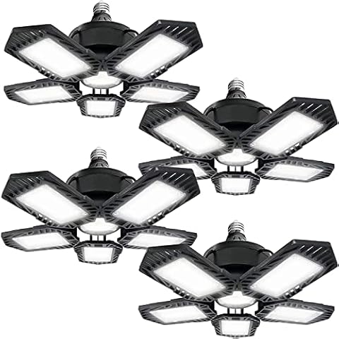 RGZZUP LED Garage Lights,160W Deformable Garage Lights 16000Lumens Adjustable LED Garage Lighting,E26 Super Bright LED Garage Light 6000k Nature Light for Garage,Office,Warehouse (4 Pack) Cover