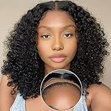 ALIPOP Wear and Go Glueless Wig,4x4 Closure Wigs Human Hair Pre Cut Lace Glueless Wig,Curly Lace Front Wig Human Hair Wigs for Black Women Human Hair Glueless No Glue 14 Inch for Beginners