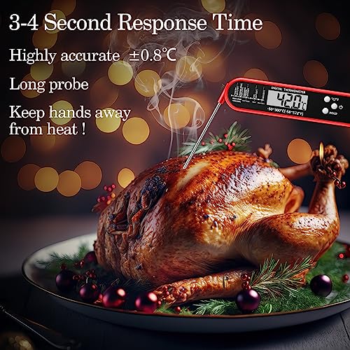 Xuhal 6 Pieces Digital Food Thermometer for Grill Cooking Instant Read Meat Thanksgiving Day Kitchen BBQ Waterproof Thermometer with Foldable Probe Magnet Calibration Turkey Outdoor Fry - Image 6