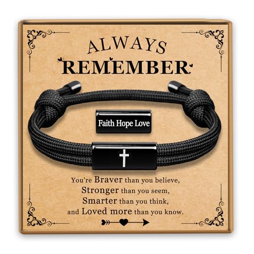 PEALICIOUS Cross Bracelet for Boys, Religious Christian Bible Gifts