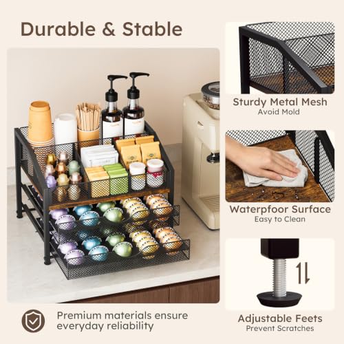 Image of Homsorout Coffee Pod Holder, Coffee Station Holds 56 Small /28 Big Capsules