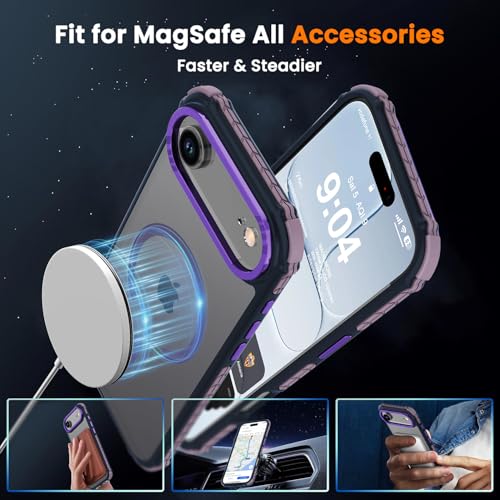 DEERLAMN Strong Magnetic Case for iPhone Air 6.5-Inch,[Compatible with Magsafe][Military Grade Drop Protection] Translucent Matte Shockproof Protective Phone Cover-Frosted Purple by DEERLAMN - Image 2