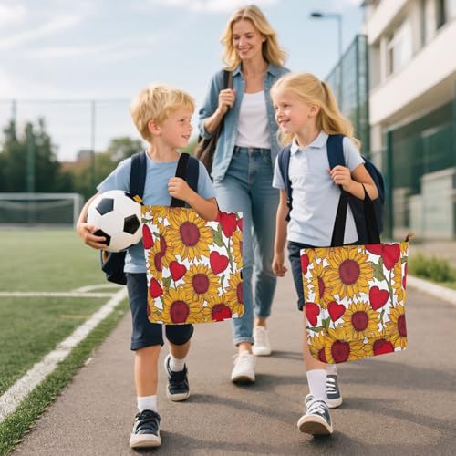 Bolsas de mano para libros y playa con diseño de girasol minimalista para adultos y niños 6