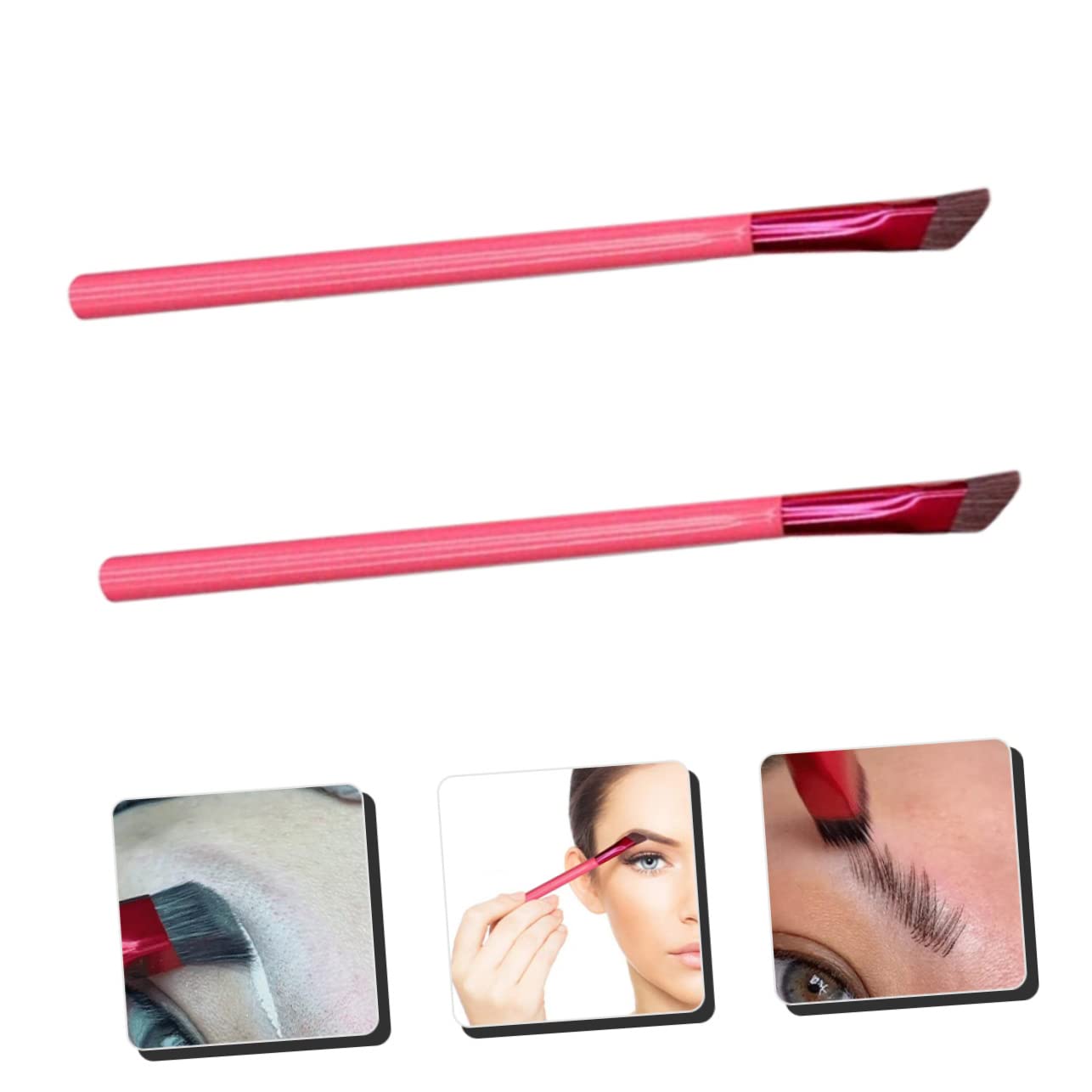 4 Set Di Pennelli Per Sopracciglia Angolati Per Trucco Da Donna Strumento Per Modellare E Riempire Le Sopracciglia 2 Pezzi * 4