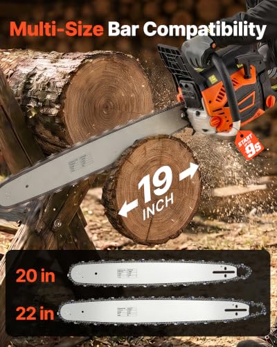 Image of VEVOR Gas Chainsaw 62CC 3.8HP 20 & 22 Inch 2-Cycle Gas Powered Chainsaw