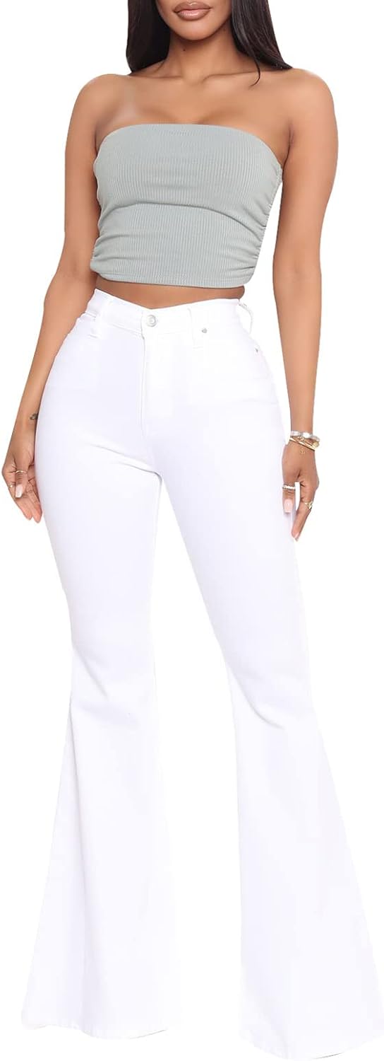 BISUAL Women's Black Bell Bottom Jeans for Women High Waisted Flare Jeans Womens Ripped Stretchy Bell Bottoms Pants