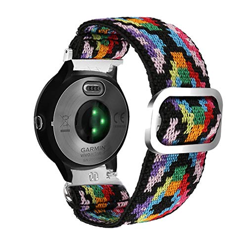 Abanen for Garmin Venu/Vivoactive 3 Elastic Watch Band, Quick Release 20mm Colorful Woven Line Loop Elastic Wristband Strap for Garmin Venu Sq,Vivomove 3/Style/Luxe,Forerunner 245/645