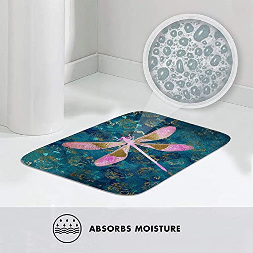 Cow Pink Rose Gold Dragonfly Doormat,Decorative Door Mat,Indoor Outdoor Non-Slip Floor Mat,Front Door Mat, Waterproof Washable Quickly Absorb Moisture And Resist Dirt Rugs 23.6"(L) X 15.7"(W) #TOP3