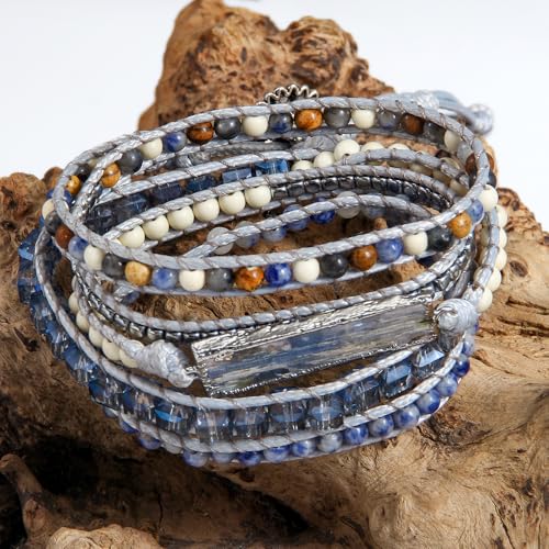 Image of Boho Stone Wrap Bracelet for Women,Turquoise Beaded Bracelet Jewelry Gift