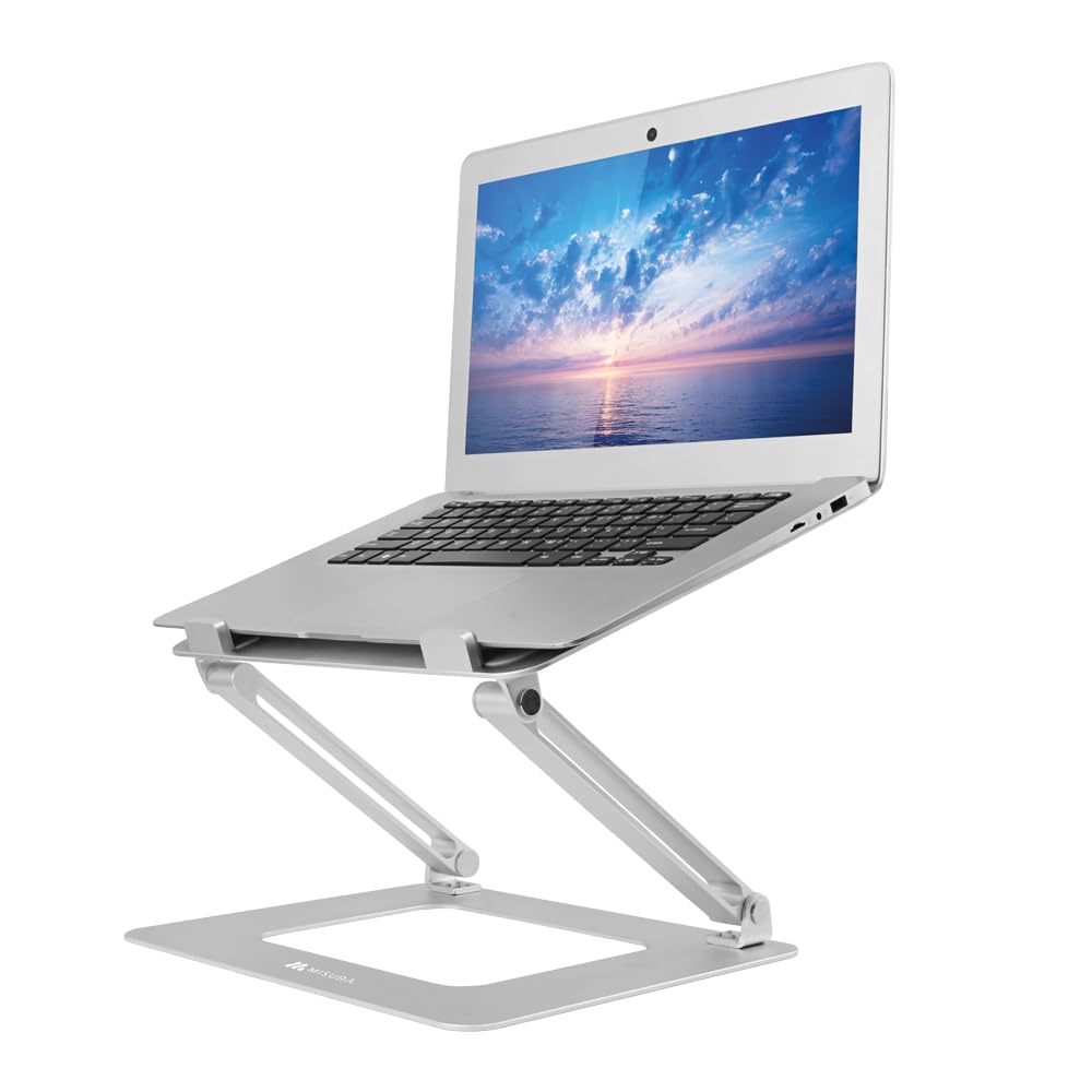 MISURA | Soporte Ergonómico Portátil y Tablet hasta 17", Plegable para Viaje, Gran Estabilidad, Aluminio Resistante y Ligero, Antideslizante Silicona | ME10