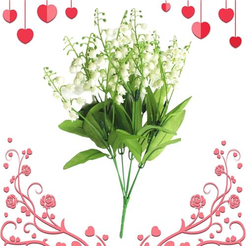 ETUCYNG 2 unidades de lirios de los valles, flores artificiales, lirios de los valles, campanas blancas artificiales, flores de mayo para el hogar, bodas, fiestas, lirios, jardín