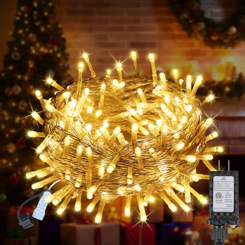 33 FT 100LEDs Christmas Lights Plug in,Outdoor Indoor Connectable Fairy Lights with Timer and 8 Modes,Christmas Tree Lights for Garden Party Wedding Christmas Decoration(Warm White)