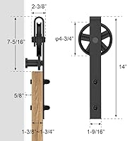 Vista 7 de WINSOON Country Basic - Juego de rieles de acero para puerta corrediza estilo granero con diseño recto