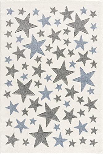 LIVONE Happy Rugs for Kids Hochwertiger Kinderteppich Kinderzimmer Babyteppich mit Sternen in Creme...
