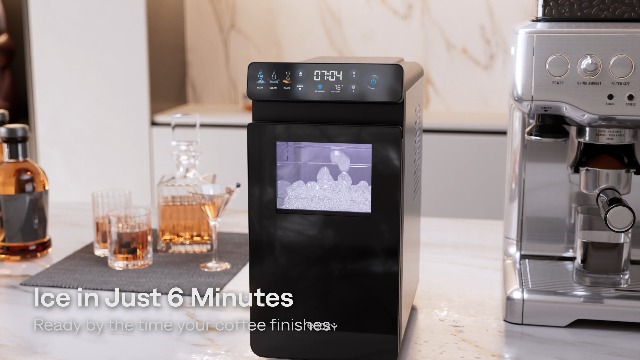 Image of ecozy Ice Makers Countertop, Ultra Slim Design with Full-Color Panel, Internal Lights, 26 lbs /24H, Timer Ice Making, Two Ice Sizes, Portable Self-Cleaning Ice Machine for Home /Kitchen /RV