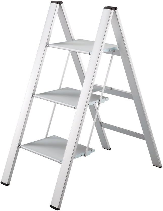 Hasegawa Ladders Slim Step Ladder, 3, Silver