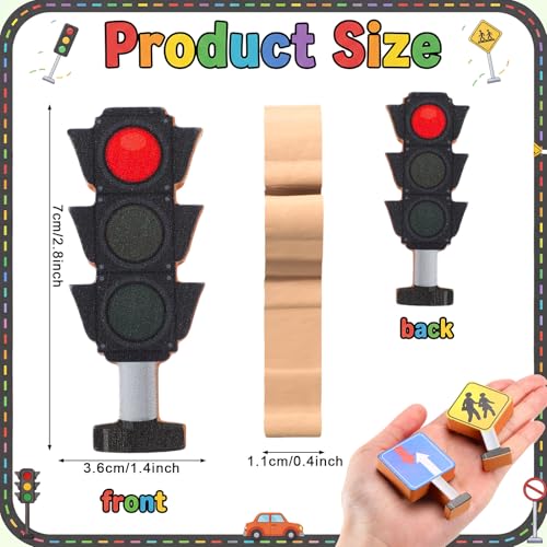 Image of Blosssound Wooden Toys Set for Preschool Classroom - Multicultural Career People Blocks Educational Wooden Play for Kids Learning Toys Play Games Activity Supplies(32 Pcs,Traffic Signals)